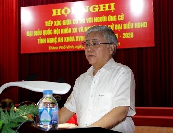 Ông Đỗ Văn Chiến, Bí thư Trung ương Đảng, Chủ tịch UBTƯ MTTQ Việt Nam phát biểu tại Hội nghị.