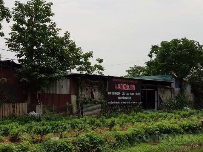 Khu nhà xưởng được dựng trái phép trên đất nông nghiệp tại tổ 5 phường Yên Nghĩa là địa điểm sản xuất của Cơ sở sản xuất đồ gỗ cao cấp Cương An.