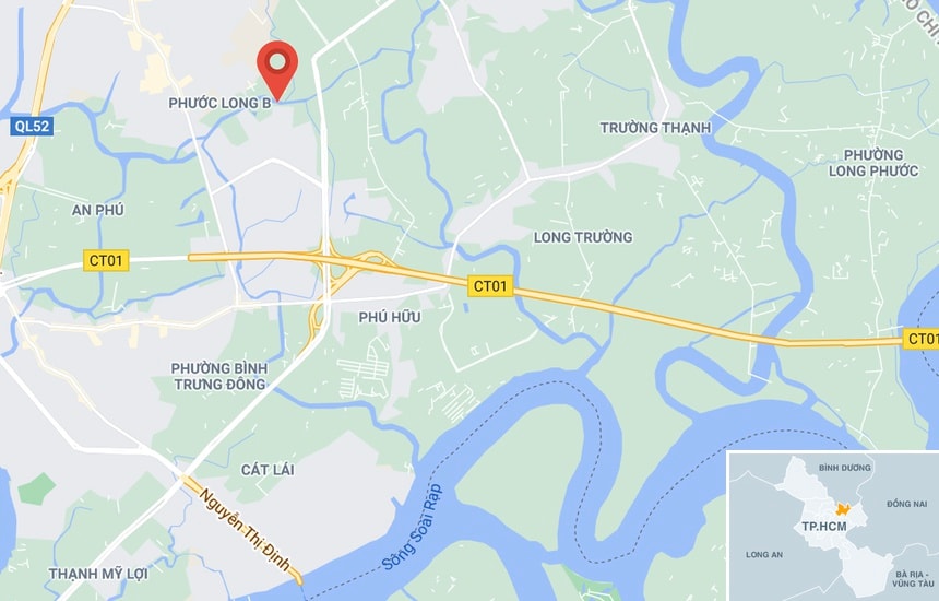 Vụ việc được phát hiện trên kênh Rạch Chiếc, TP. Thủ Đức. Ảnh: Google Maps