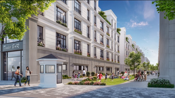 Mặt tiền phía sau các căn shophouse rộng thoáng đủ làm nơi vui chơi, sinh hoạt chung, giúp cư dân tận hưởng không khí trong lành, dễ chịu.