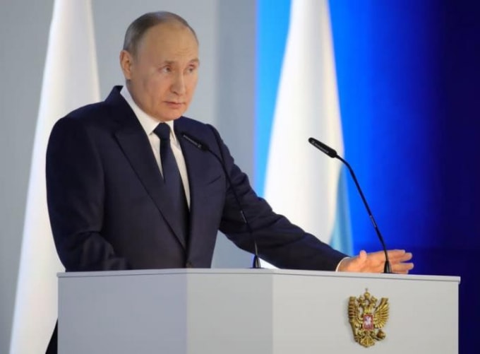 Tổng thống Nga Putin gửi bài phát biểu thường niên trước Quốc hội Liên bang ở Moscow - Ảnh: Tass