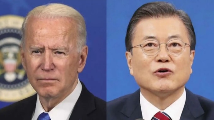 Tổng thống Hoa Kỳ Joe Biden sẽ gặp Tổng thống Hàn Quốc Moon Jae-in tại Nhà Trắng vào thứ Sáu. Ảnh: Nikkei