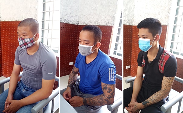 3 đối tượng cho vay nặng lãi Nguyễn Xuân Tiến, Trần Quang Khải, Phạm Hữu Thái (từ trái sang) bị bắt giữ. Ảnh: cand.com.vn