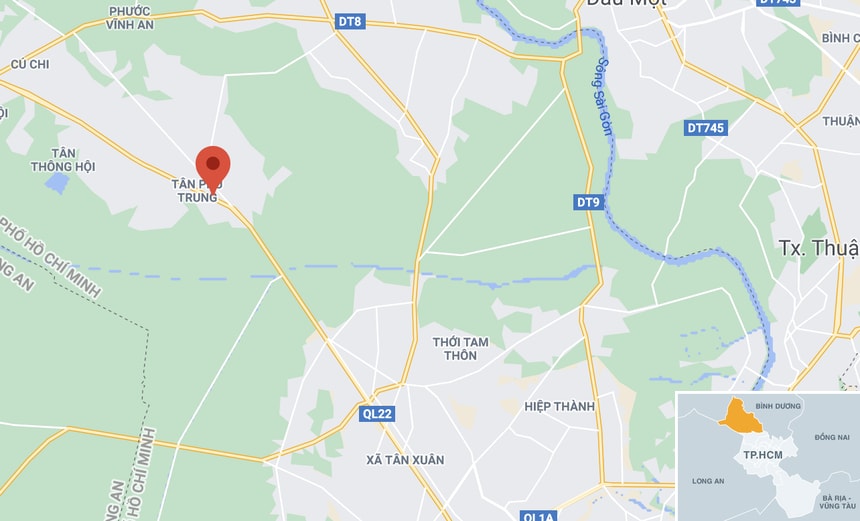 Vụ tai nạn xảy ra trên quốc lộ 22, huyện Củ Chi. Ảnh: Google Maps