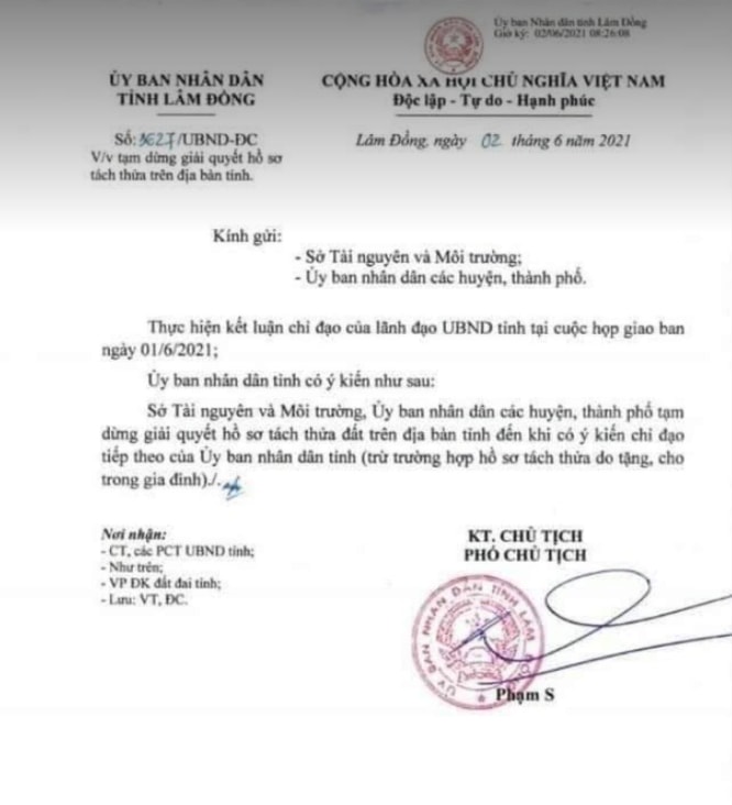Quyết định số 3627/UBND-ĐC của UBND tỉnh Lâm Đồng