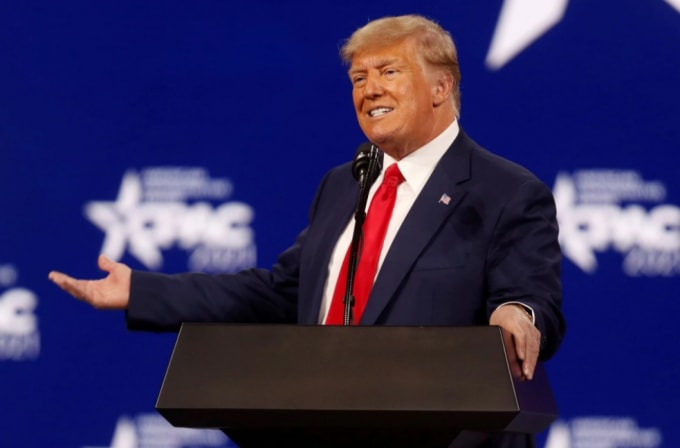 Cựu Tổng thống Hoa Kỳ Donald Trump phát biểu tại Hội nghị Hành động Chính trị Bảo thủ (CPAC) ở Orlando, Florida, Hoa Kỳ ngày 28 tháng 2 năm 2021 - Ảnh: REUTERS