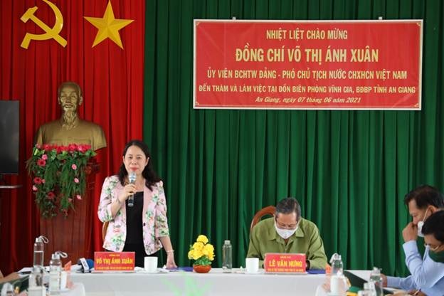 Phó Chủ tịch nước Võ Thị Ánh Xuân phát biểu tại buổi làm việc với lãnh đạo tỉnh An Giang.