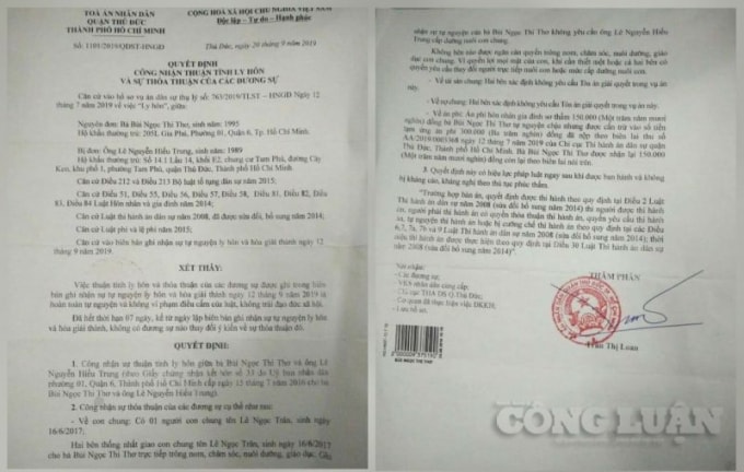 Bản án của TAND quận Thủ Đức.