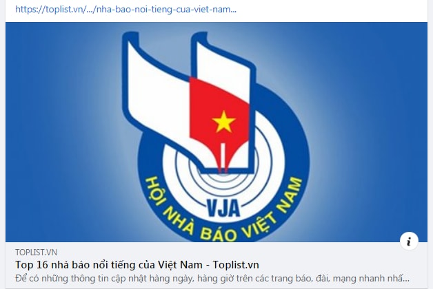 Mạng xã toplist.vn ngang nhiên sử dụng logo Hội Nhà báo Việt Nam làm ảnh đại diện bài viết. Ảnh chụp màn hình