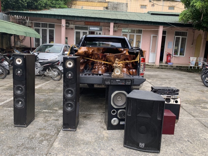 Các tang vật thu giữ tại cơ quan công an