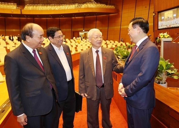 Tổng Bí thư Nguyễn Phú Trọng; Chủ tịch nước Nguyễn Xuân Phúc; Thủ tướng Chính phủ Phạm Minh Chính và Chủ tịch Quốc hội Vương Đình Huệ.