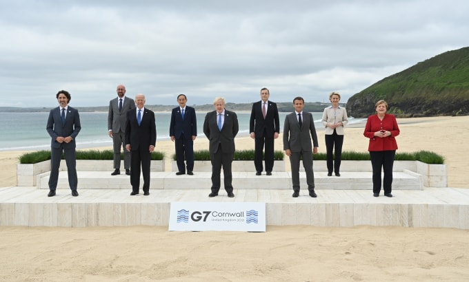 Các lãnh đạo tham gia Hội nghị thượng đỉnh G7. Ảnh: g7uk