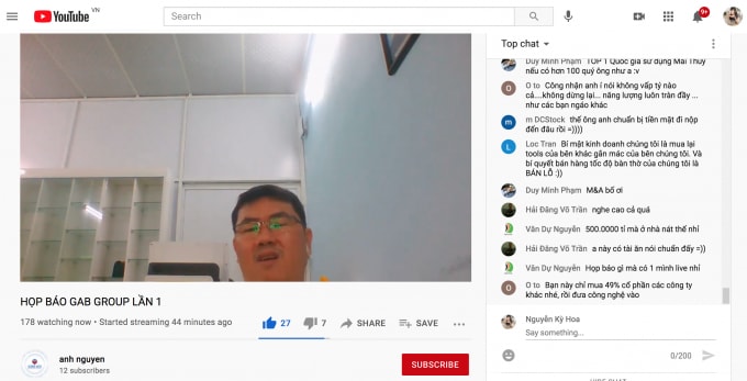 Ông Nguyễn Vũ Quốc Anh tổ chức họp báo qua kênh YouTube - Ảnh chụp màn hình