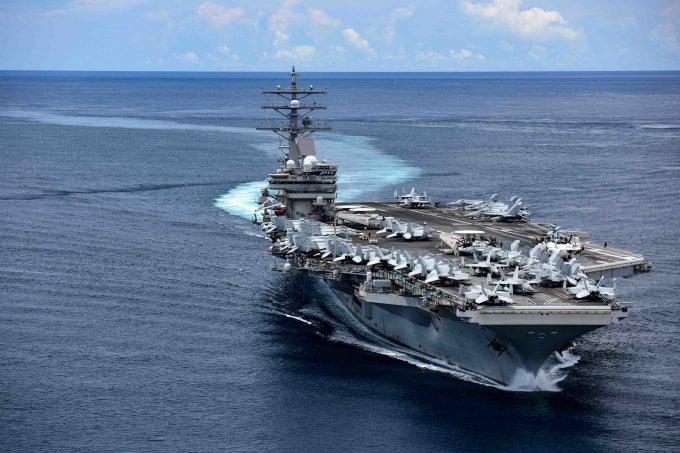 Hải quân Mỹ chi biết nhóm tàu sân bay Mỹ USS Ronald Reagan tiến vào Biển Đông - Ảnh: U.S. Navy