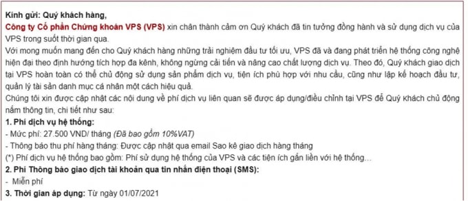 Thông báo thu phí dịch vụ hệ thống VPS gửi khách hàng.