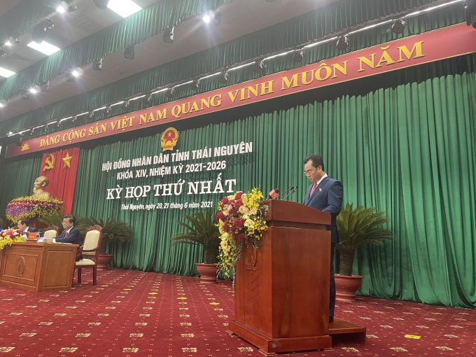 Ông Trịnh Việt Hùng tái đắc cử Chủ tịch UBND tỉnh Thái Nguyên nhiệm kỳ 2021-2026. Ảnh: Hữu Phương