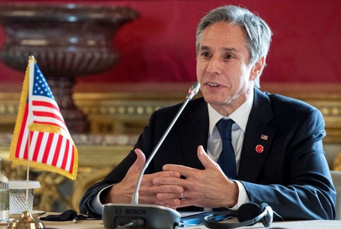 Ngoại trưởng Blinken phát biểu trong cuộc họp với Tổng thống Ý Sergio Mattarella tại Cung điện Quirinale ở Rome, Ý ngày 28 tháng 6 năm 2021 - Ảnh: Paolo Giandotti