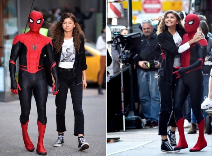 Tom và Zen cực kỳ thân thiết trên phim trường Spider-Man.