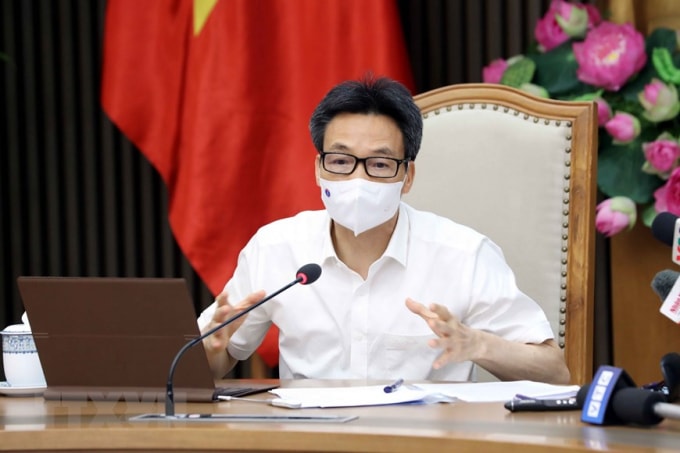 Phó Thủ tướng Vũ Đức Đam, Trưởng ban Chỉ đạo Quốc gia phòng, chống dịch COVID-19 phát biểu tại cuộc họp. Ảnh: TTXVN