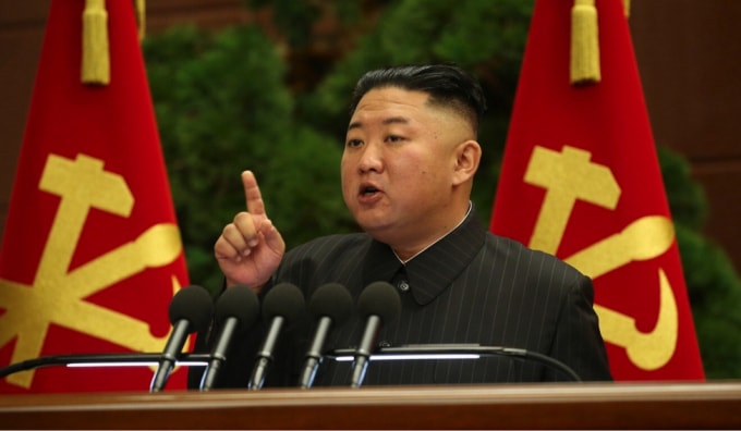Nhà lãnh đạo Triều Tiên Kim Jong-un phát biểu trong một cuộc họp tại Bình Nhưỡng. (Nguồn: Reuters).