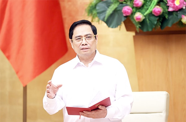 Thủ tướng Chính phủ Phạm Minh Chính tại cuộc họp trực tuyến với 8 tỉnh, thành phố phía Nam về công tác phòng, chống dịch COVID-19.