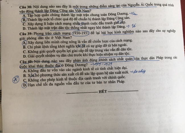Đề thi môn Lịch sử tốt nghiệp THPT 2021, mã đề 316.