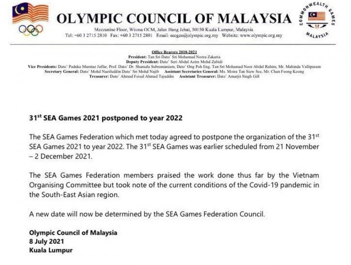 SEA Games 31 vào năm 2021 dự kiến được tổ chức vào năm 2022. Ảnh: internet