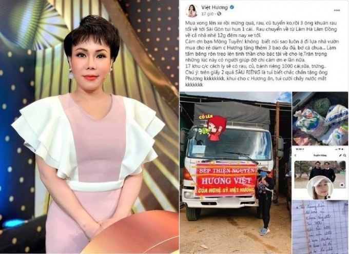 Việt Hương cùng chuyến hàng từ thiện được chia sẻ trên trang cá nhân.