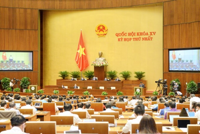 Quang cảnh phiên họp của Quốc hội khóa XV sáng nay.