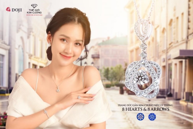 Trang sức Kim cương siêu lý tưởng 8 Hearts & 8 Arrows của DOJI và Thế Giới Kim Cương có mức ưu đãi 15% từ ngày 15-31/7.