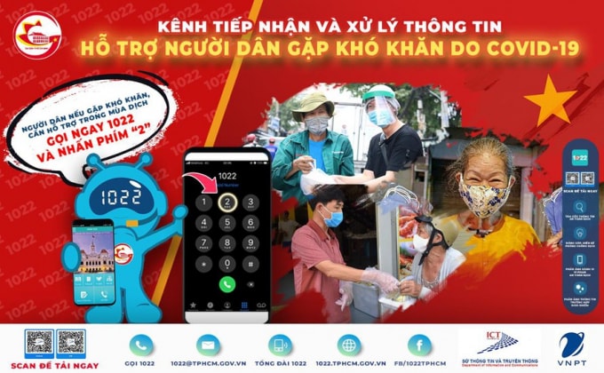 Đường dây nóng 1022 hỗ trợ người dân gặp khó khăn vì Covid-19 bắt bắt đầu hoạt động từ 20 giờ tối 22/7.