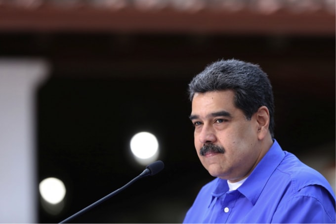Tổng thống Venezuela Nicolas Maduro phát biểu trong một sự kiện tại thủ đô Caracas, Venezuela. (Nguồn: Miraflores Palace/Reuters).