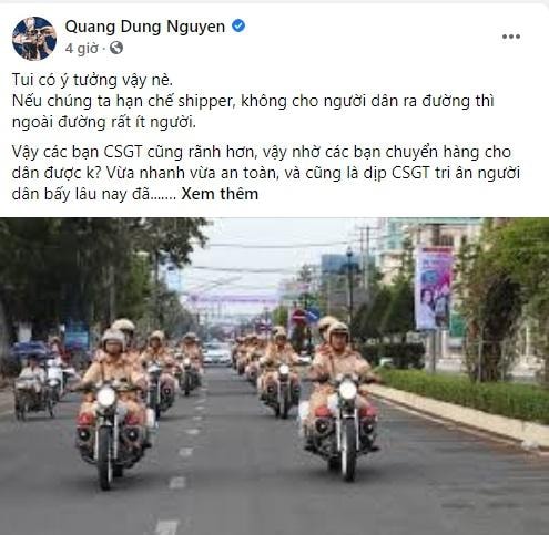 Nhiều luồng ý kiến tranh cãi trước ý tưởng cảnh sát giao thông giao hàng giúp người dân khi giãn cách xã hội.