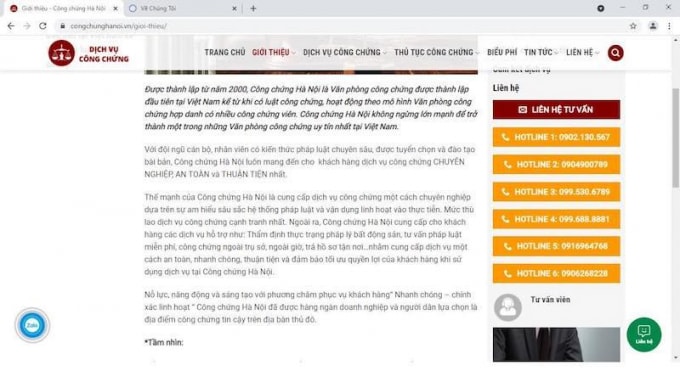 Trang web congchunghanoi.vn nghi vấn fake VPCC Hà Nội thậm chí
