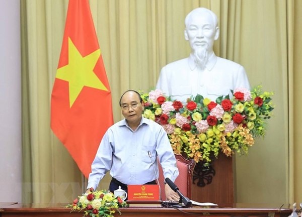 Chủ tịch nước Nguyễn Xuân Phúc phát biểu tại buổi gặp mặt. Ảnh: TTXVN