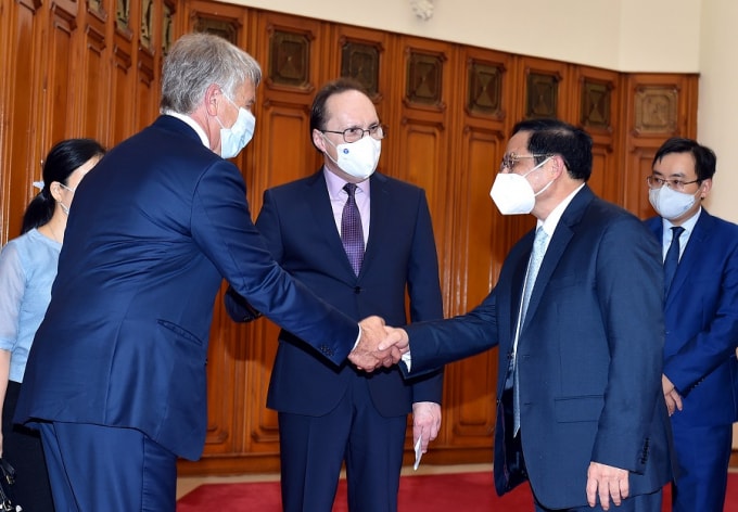 Thủ tướng Chính phủ Phạm Minh Chính tiếp Đại sứ Liên bang Nga tại Việt Nam Bezdetko đến chào xã giao.