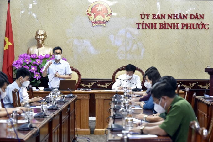 Phó Thủ tướng Vũ Đức Đam làm việc với lãnh đạo tỉnh Bình Phước về công tác phòng, chống dịch COVID-19.