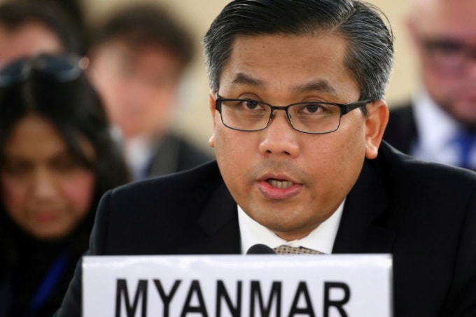 Cơ quan điều tra Mỹ vừa bắt 2 kẻ có âm mưu ám sát ở Kyaw Moe Tun, đại sứ Myanmar tại Liên Hợp Quốc - Ảnh: Reuters