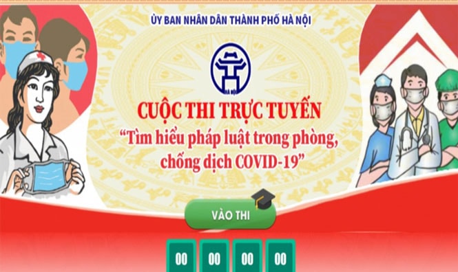 Giao diện cuộc thi trực tuyến tìm hiểu pháp luật trong phòng, chống dịch Covid-19. Ảnh: hanoimoi.vn