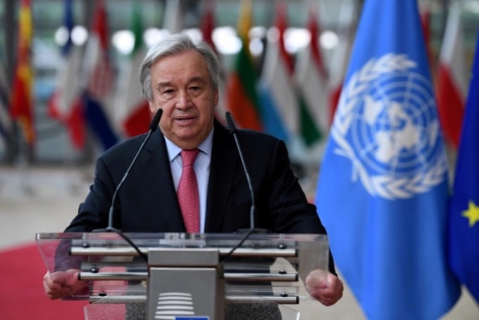 Tổng thư ký Liên hợp quốc Antonio Guterres kêu gọi Taliban ngừng tấn công - Ảnh: Reuters