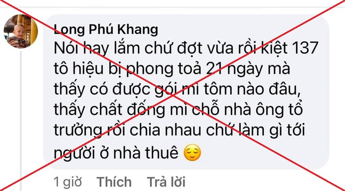 Nội dung bình luận của ông L. trên nhóm Facebook