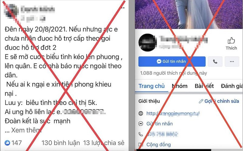 Các tài khoản facebook đăng tin giả đã bị xử phạt. Ảnh: Ban Tuyên giáo quận Bình Tân