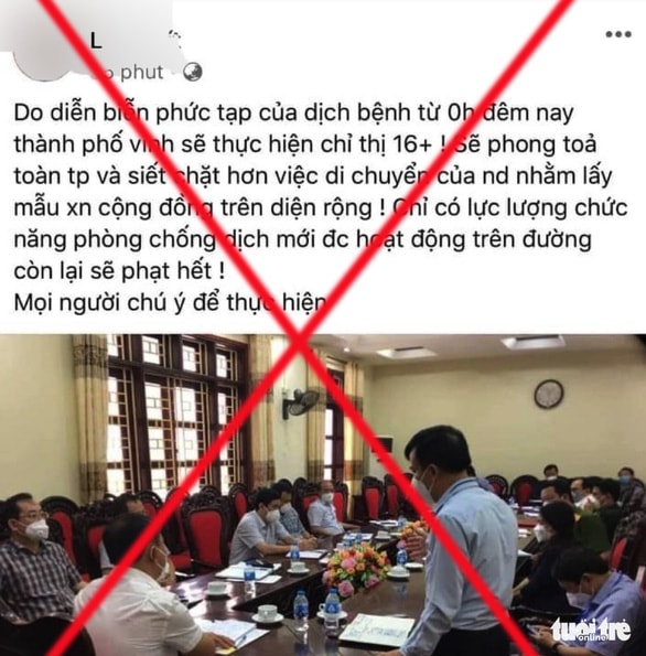 Thông tin chia sẻ trên mạng xã hội về việc TP Vinh áp dụng chỉ thị 16+ khiến người dân đổ xô đi mua thực phẩm.