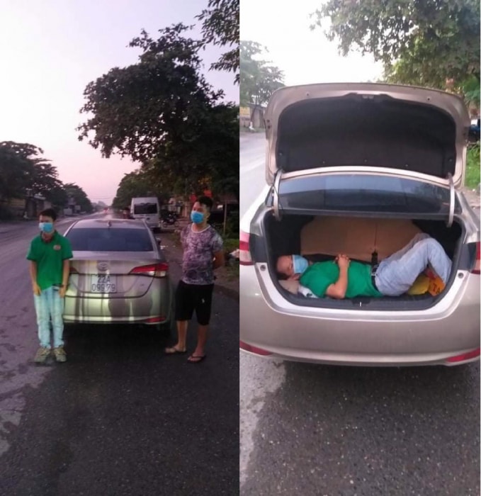 Nam thanh niên bị phát hiện nằm trong cốp xe.