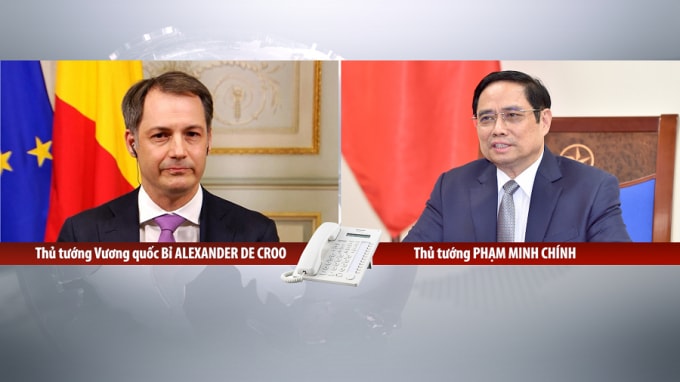 Thủ tướng Chính phủ Phạm Minh Chính điện đàm trực tuyến với Thủ tướng Bỉ Alexander De Croo.