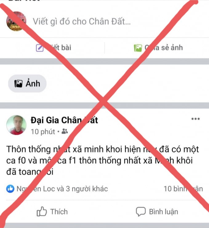 Bài viết đăng tải thông tin sai sự thật về dịch bệnh Covid-19 trên mạng xã hội của Đỗ Quang Hiếu