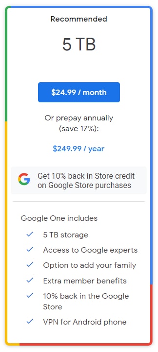 google one them tuy chon luu tru 5 tb gia 25 usd thang hinh 2