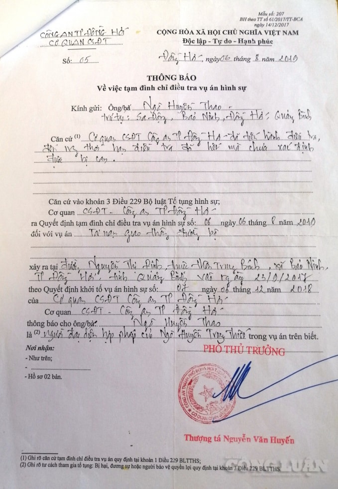 vu tngt tai dong hoi co quan csdt cong an tp dong hoi co dau hieu vi pham to tung nghiem trong hinh 2