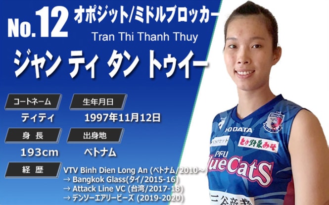 chan dai thanh thuy ra mat clb bong chuyen nu pfu bluecats nhat ban mang ao so 12 hinh 1