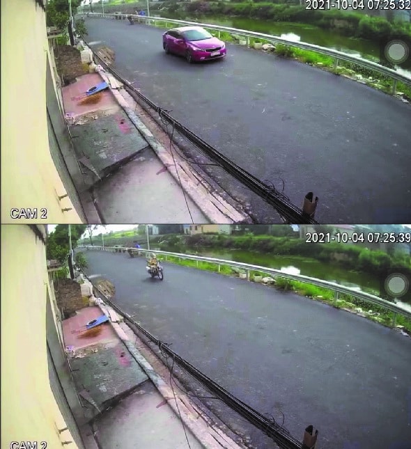 xon xao clip csgt duoi chiec xe bi nan o bac ninh hinh 1